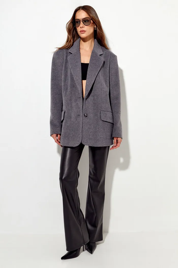 Пальто-пиджак с шерстью серого цвета
