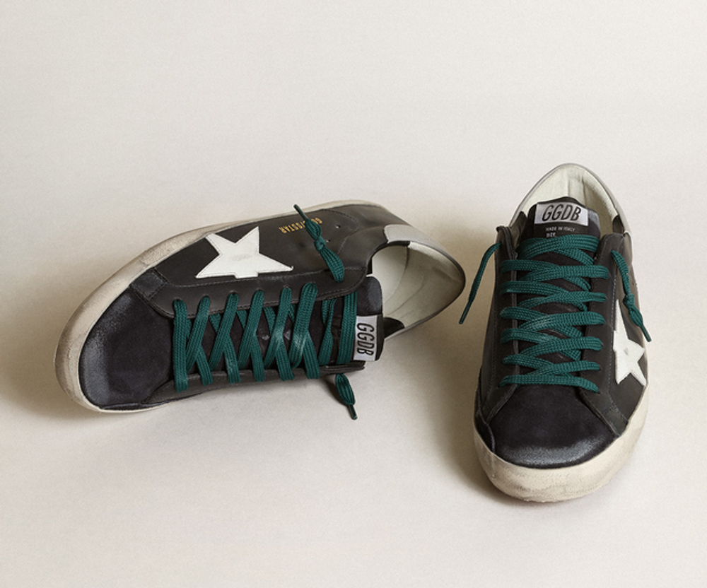 Кеды Golden Goose blue leather with white leather star