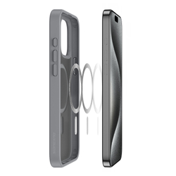 Прозрачный матовый чехол с серыми рамками и с MagSafe от Dux Ducis для iPhone 15 Pro, серия Yind Series Case