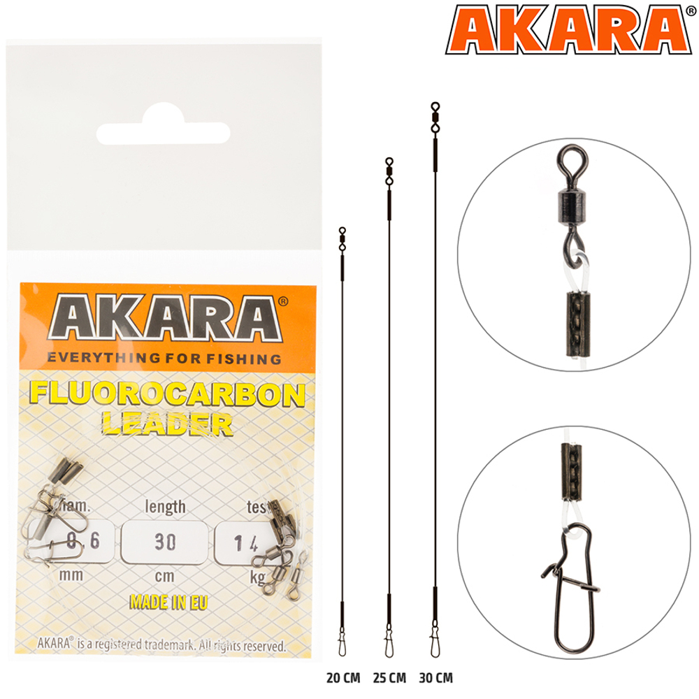 Поводок Akara Флюрокарбон 0,64 мм 14 кг 25 см