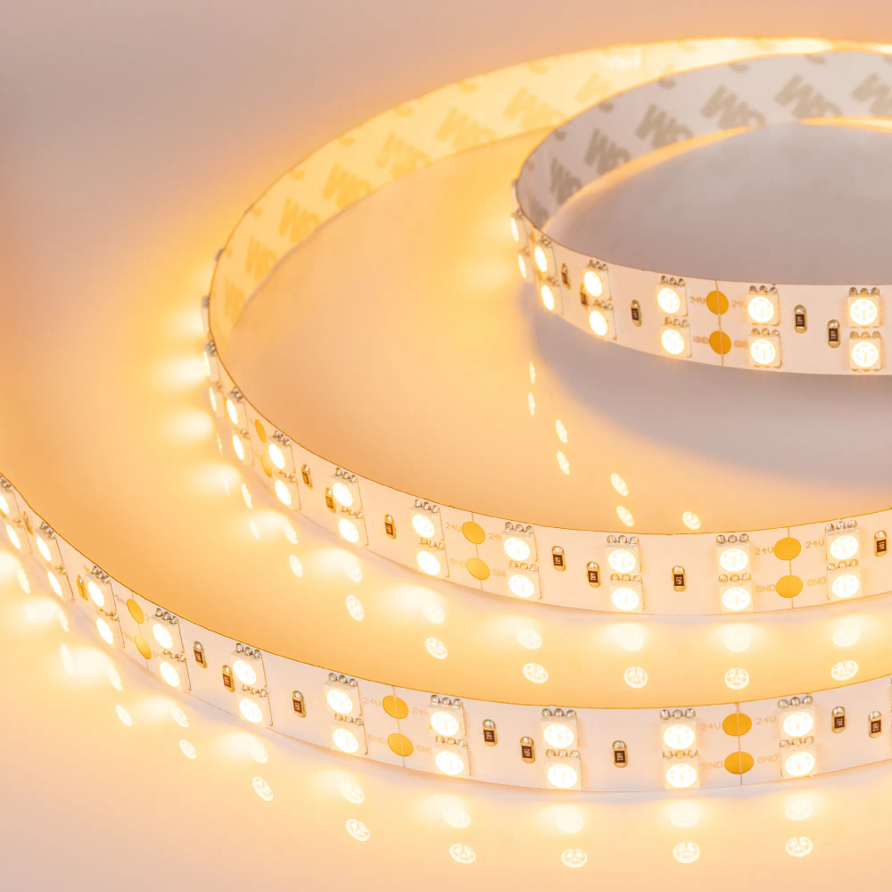 Светодиодная лента RT 2-5000 24V Yellow 2x2 (5060, 600 LED, LUX) (Arlight, 28.8 Вт/м, IP20) 011263