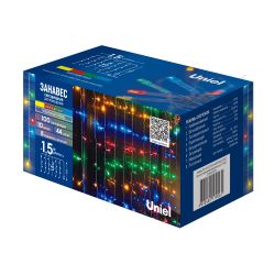 ULD-C1515-100-DTA MULTI IP20 Занавес светодиодный. 1.5х1.5м. 100 светодиодов. Разноцветный свет. Провод прозрачный. TM Uniel