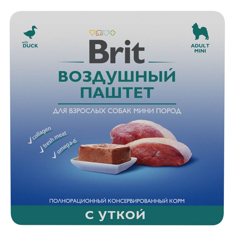 Brit Premium Воздушный паштет с уткой для взрослых собак мини пород 100 г