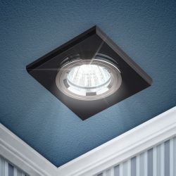 Светильник встраиваемый декоративный ЭРА DK8 CH/BK под лампу MR16 GU5.3 квадратный черный/хром