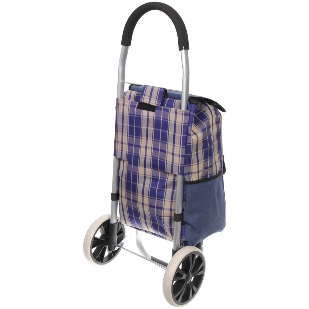 Тележка хозяйственная с сумкой (100*40*35см, колеса 21см,грузоподъемность до50 кг) синяя SYD100B-1