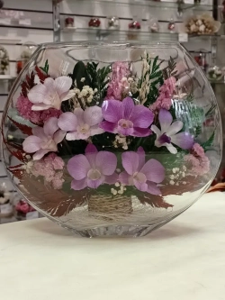 натуральные цветы в стекле, вакуум