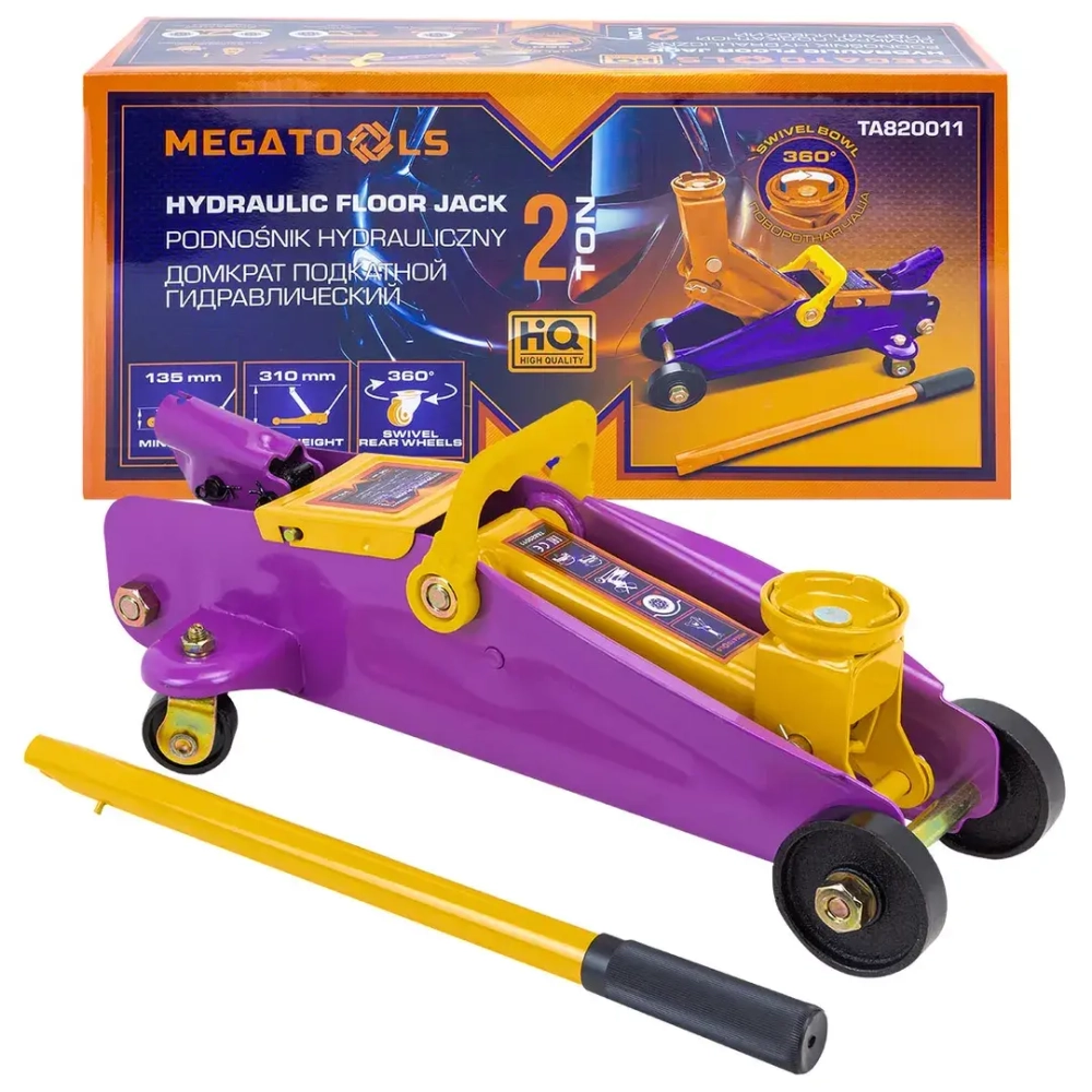 Домкрат подкатной гидравлический 2т MEGATOOLS MT-TA820011