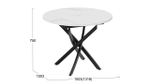 Стол кухонный обеденный круглый раздвижной Черный муар/Стекло глянцевое белое 100(132)х75х75 см