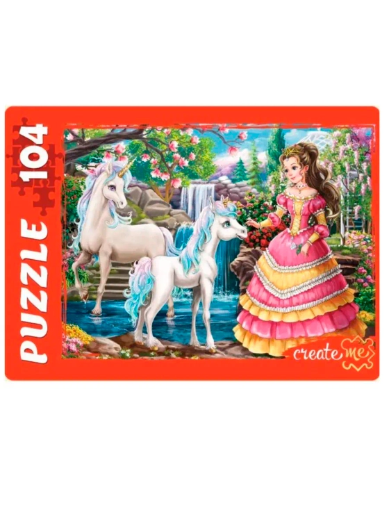 Пазлы для детей 4 5 6 7 лет Принцесса единорог 104 элемента