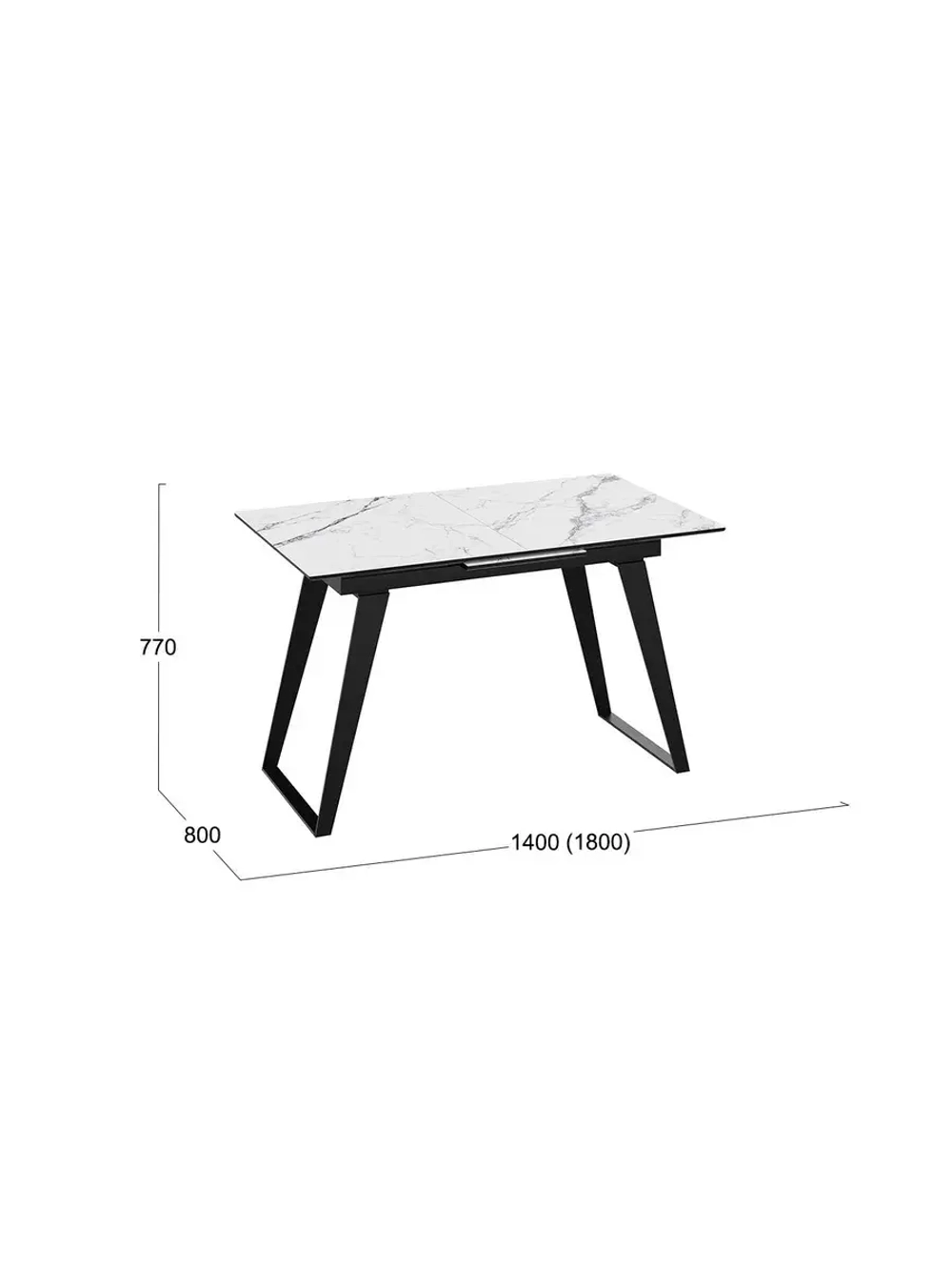 Стол кухонный Черный муар мрамор 140(180)х80х77 см