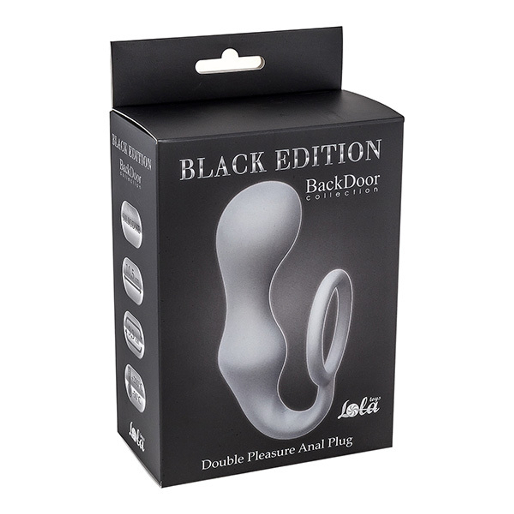 Эрекционное кольцо с анальной пробкой Lola Game Double Pleasure Anal Plug Grey 4217-02Lola
