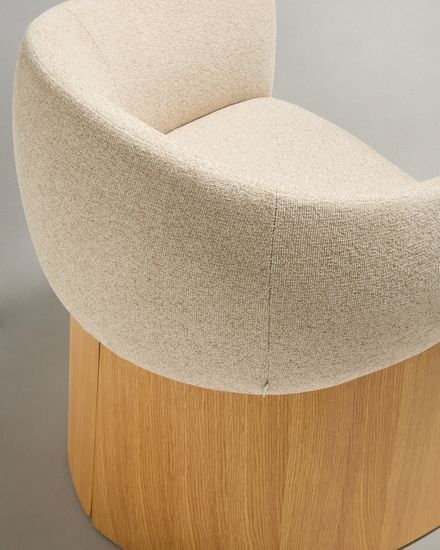 Стул Bosca из бежевого шенилла и дубового шпона