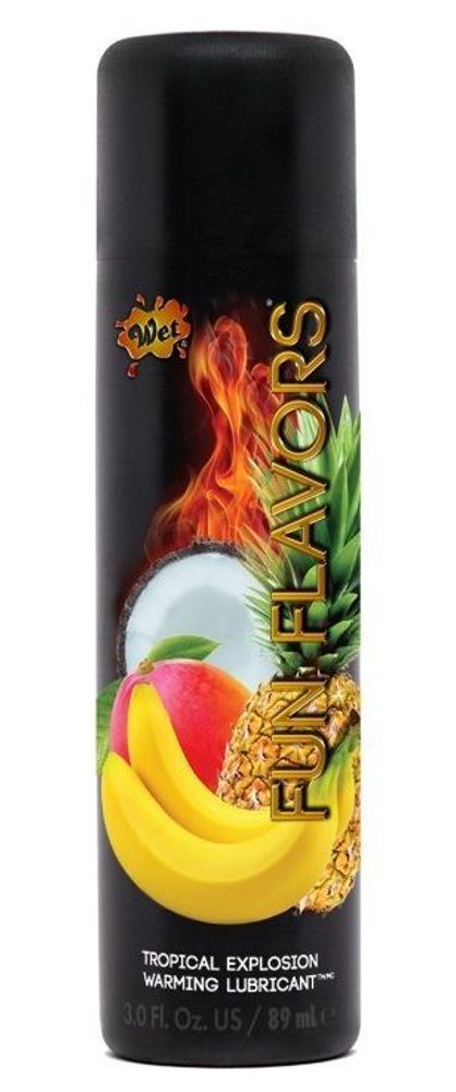 Разогревающий лубрикант Fun Flavors 4-in-1 Tropical Explosion с ароматом тропических фруктов - 89 мл.