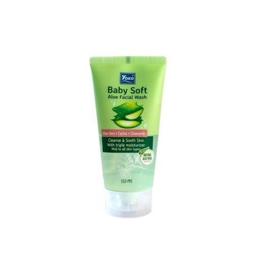 Гель - пенка для умывания лица на основе экстракта алое вера и кактуса Baby Soft Aloe Facial Wash Yoko