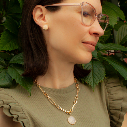 Серьги пусеты Fiore Luna ROSE QUARTZ LE1108 R/G