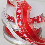 Лента декоративная (2 см*22,85 м) 4 полосы, Красный/Золото, 1 шт.