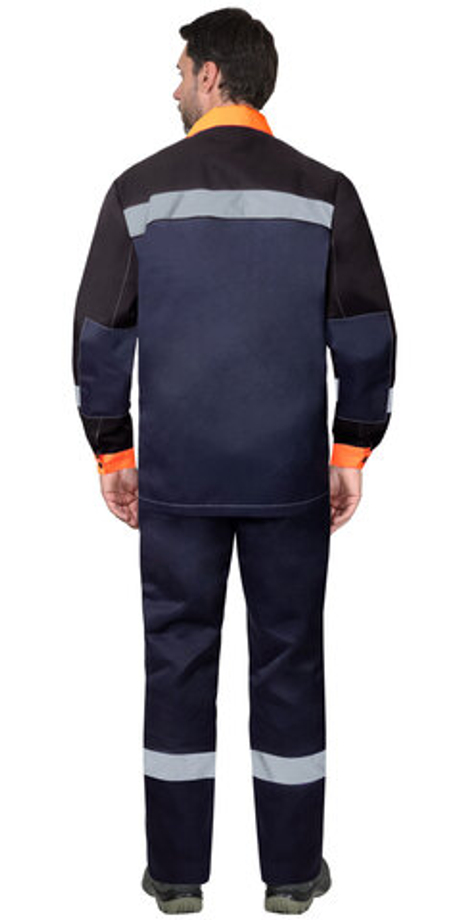 Костюм СИРИУС-ПРОФИЛЬ куртка, брюки синий с черным с оранжевой отделкой и СОП