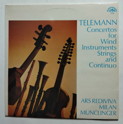 Винтажная виниловая пластинка LP Telemann Ars Rediviva, Milan Munclinger Concertos For Wind Instruments, Strings And Continuo (Чехословакия 1973)