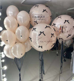 Воздушные шары пудровые с бантиками №2486