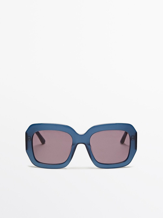 Massimo Dutti Солнцезащитные очки в квадратной оправе, синий