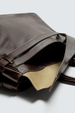 ZARA КОЖАНАЯ СУМКА, КОРИЧНЕВЫЙ