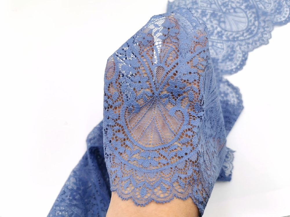 Эластичное кружево, 16,5 см, серо-синее, (Арт: EK-2605), м