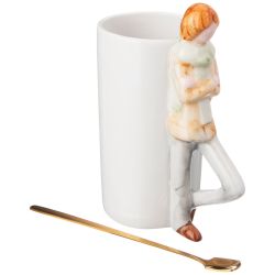 НАБОР КРУЖЕК ИЗ 2 ШТ. "ВЛЮБЛЕННЫЕ" 450 МЛ. С ЛОЖКАМИ (КОР=24НАБ.)