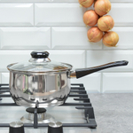 Ковш 1,9л нерж со стеклянной крышкой, с бакелитовой ручкой BAK