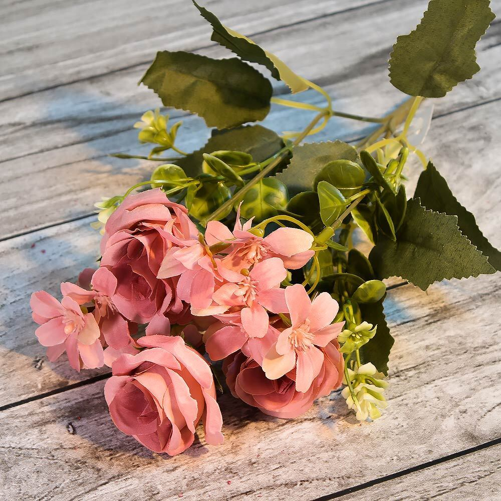 Цветы искусственные "Роза" букет 30см 149NA-42 микс