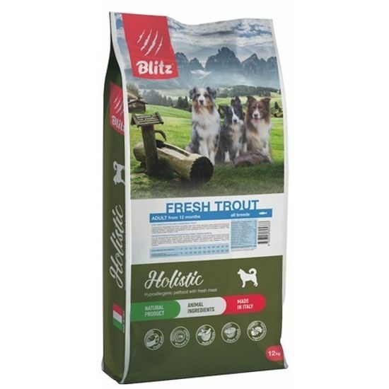 Blitz Holistic Adult Dog All Breeds низкозерновой сухой корм для взрослых собак всех пород со свежей форелью