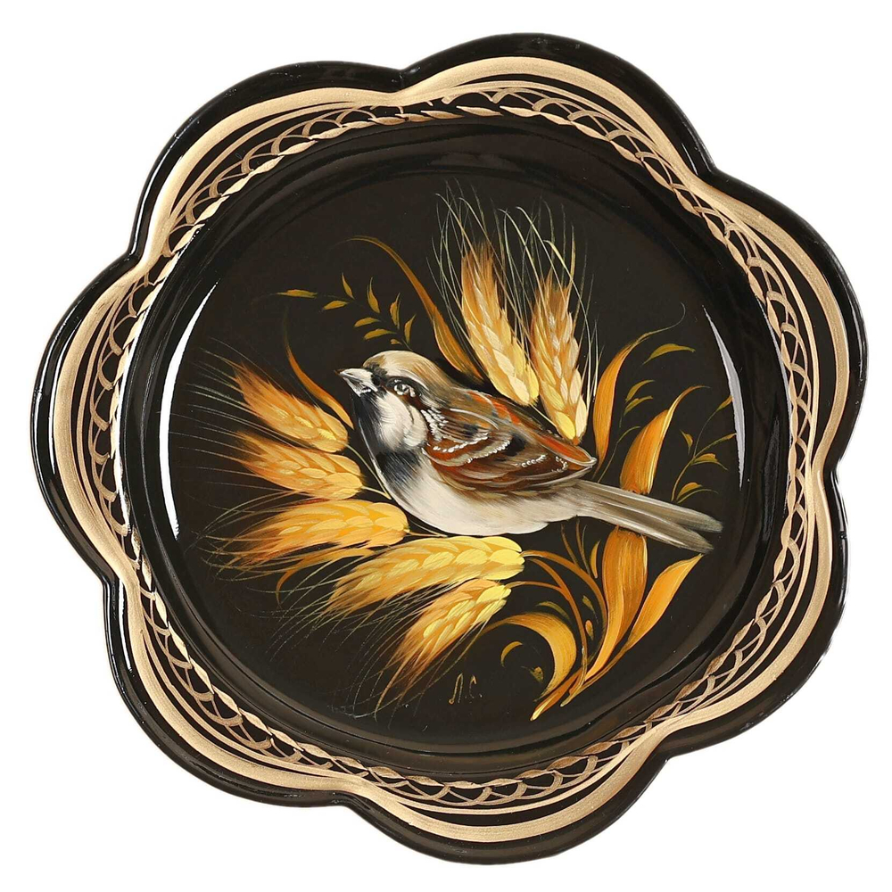 Жостовский поднос декоративный, размер 18 см (A1), металлический