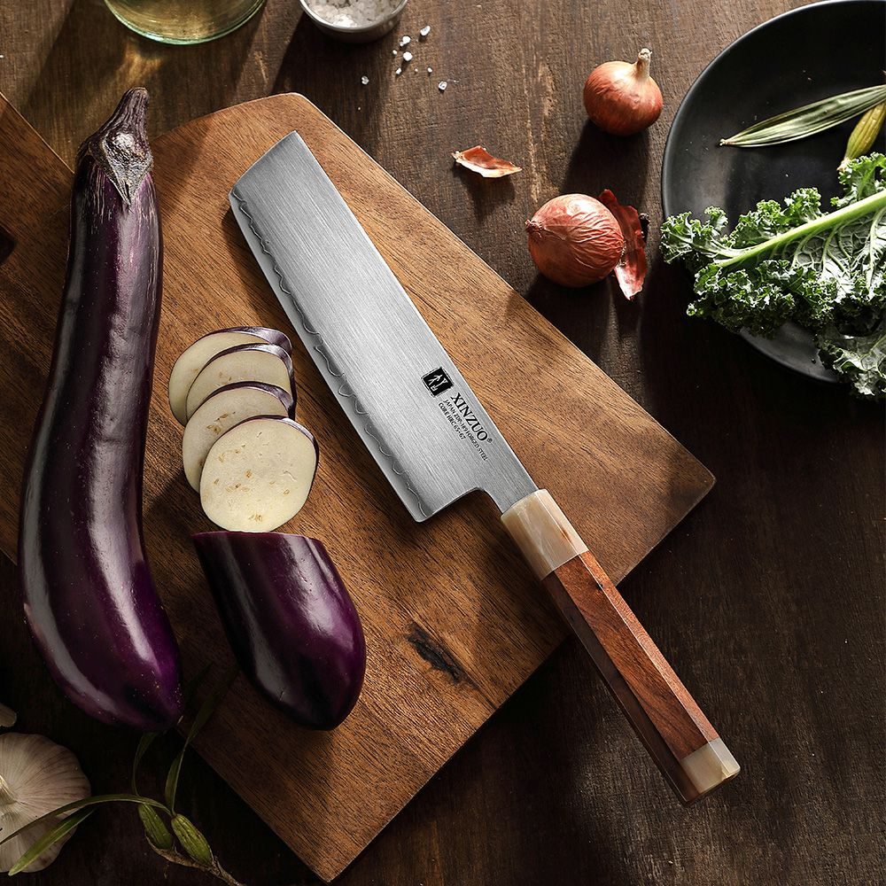 Кухонный нож Xinzuo X05Z Nakiri нож 7 дюймов клинок ZDP189 рукоять железное дерево и кость, длина лезвия 18,3 см