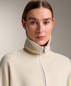 Oysho Вязаная куртка на молнии с контрастными деталями, ванильный