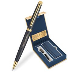 Подарочный набор: Чехол и Шариковая ручка Waterman Hemisphere, цвет: MatteBlack GT