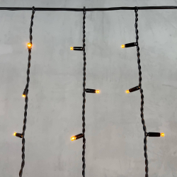Светодиодная бахрома с колпачком 3,2*0,9 м., 168 желтых LED ламп, каучуковый черный провод, LTC (LL168-1-2Y)
