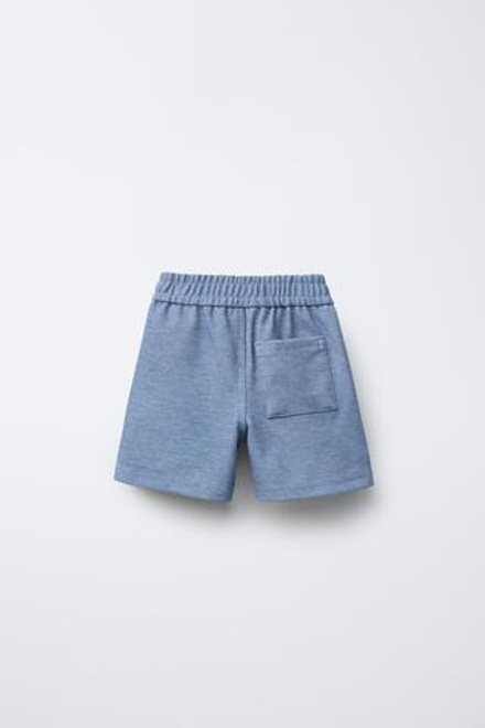 ZARA ШОРТЫ КОМФОРТНОЙ ПОСАДКИ ИЗ РЕЛЬЕФНОЙ ТКАНИ, СИНИЙ