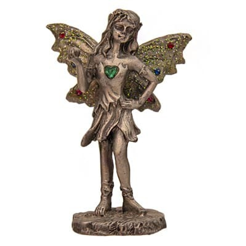 Металлическая фигурка со стразами Фея с яблоком 7 см,