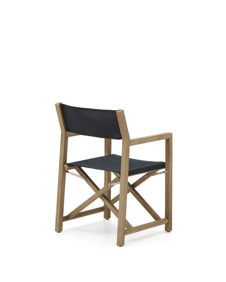 Складное уличное кресло Vilara из акации и ткани черного цвета