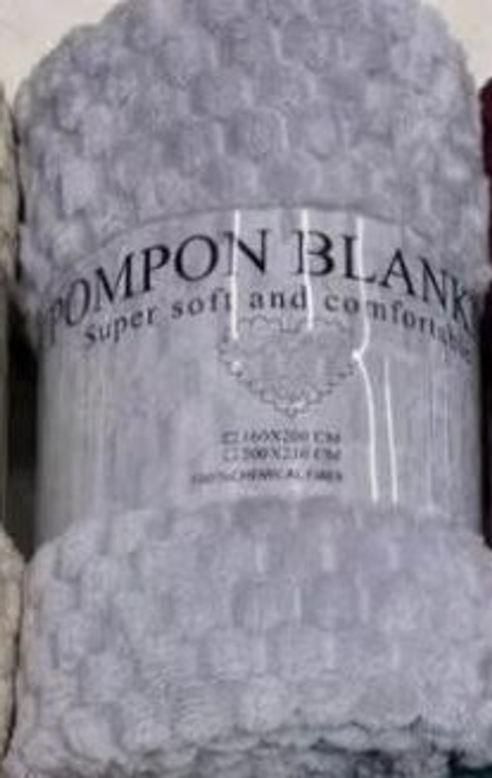 Плед 180*200см «Pompon», цвет светло-серый, микрофлис, 240 гр/м²