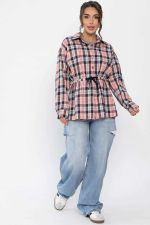 Рубашка хлопковая Джанет (персик/синий) Б14275-4М LT Collection