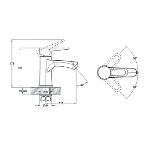 PUD1-A045, смеситель для умывальника ф35 гайка