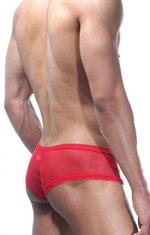 Мужские трусы-хипсы с контрастной вставкой (Размер: L-XL) (Цвет: красный)