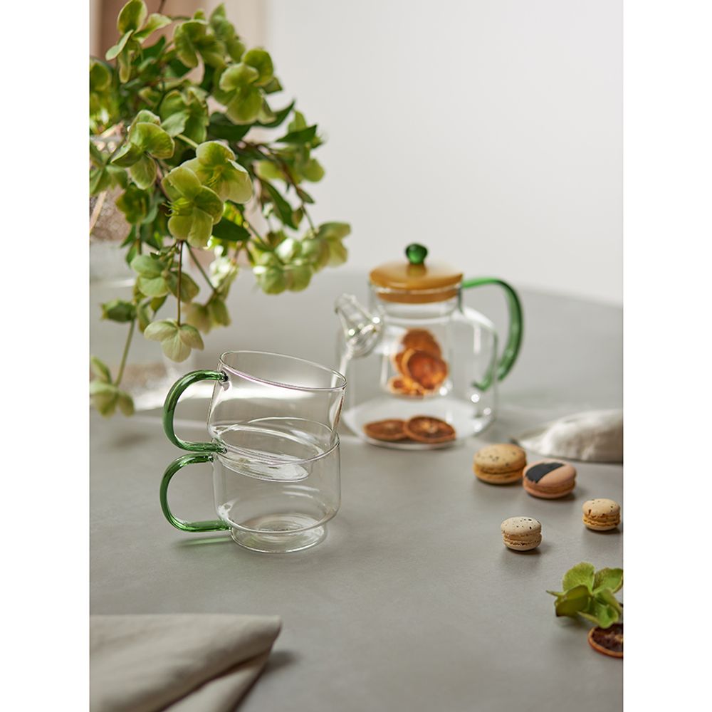 Набор кружек Orb, 400 мл, прозрачные/зеленые, 2 шт.