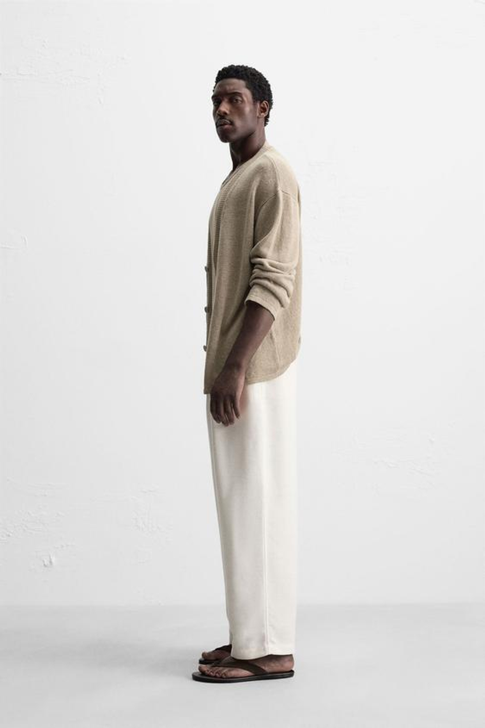 ZARA БРЮКИ RELAXED FIT СО СКЛАДКАМИ, ЭКРЮ