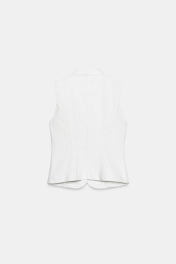 ZARA ДЖИНСОВЫЙ ТОП Z1975 С НАВЕСНЫМИ ПЕТЛЯМИ, БЕЛЫЙ