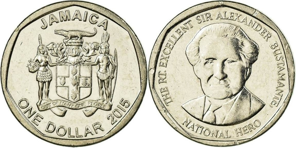 Ямайка 1 доллар, 2008-2022 Александр Бустаманте UNC
