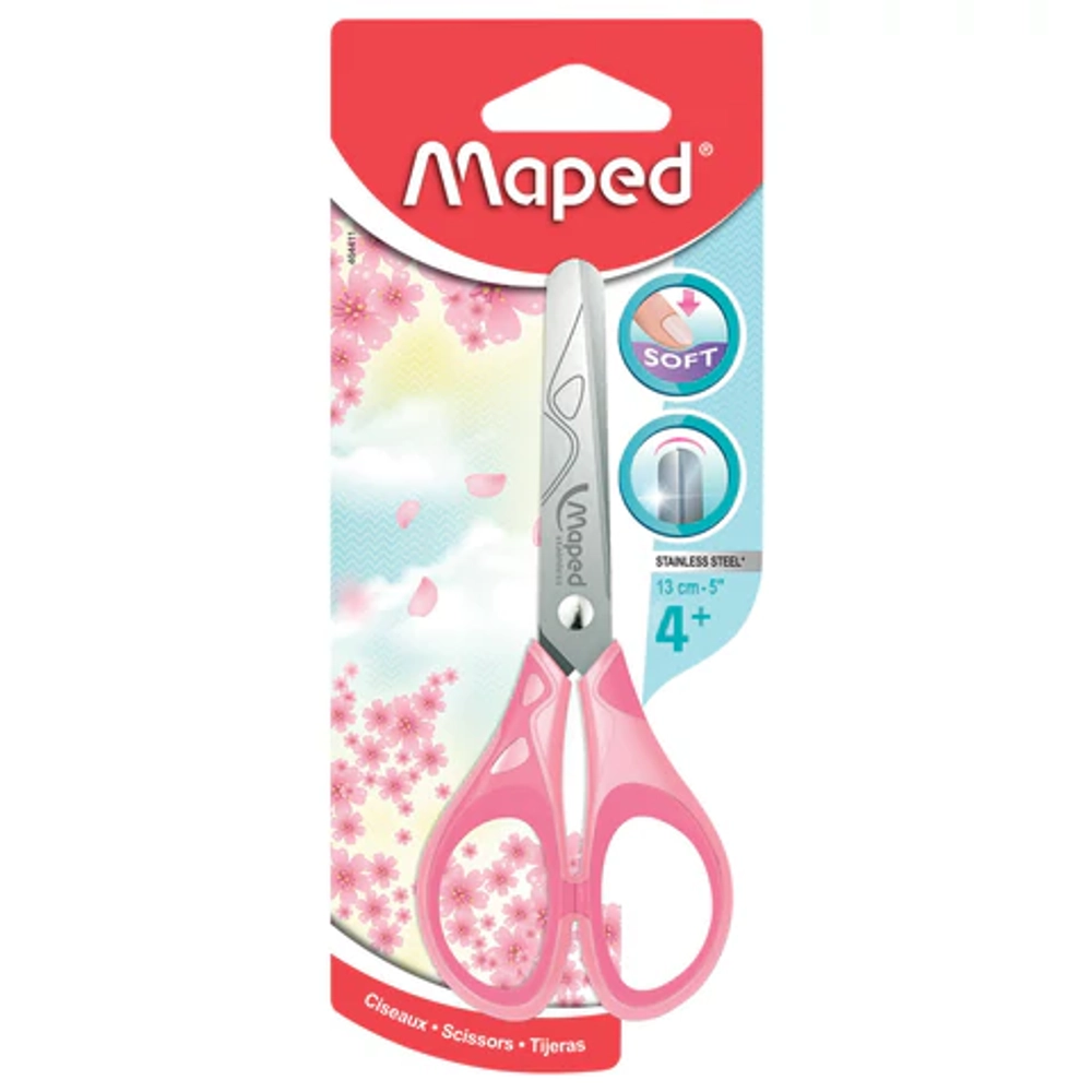 Ножницы MAPED (Франция) "Essentials Soft", 130 мм, закругленные, цвет ассорти, 464411