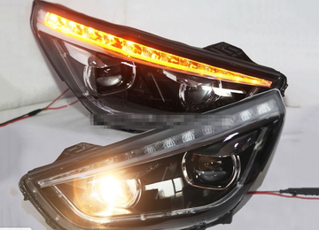 Передние фары Хендай IX35 2010-2015 V9 Type [Комплект Л+П; ходовые огни; FULL LED]
