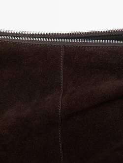 Massimo Dutti Сумка-тоут из замши, шоколадный