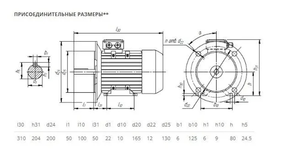 Электродвигатель трехфазный 5АИ 80 В2 IM 2081 2.2 кВт 3000 об/мин